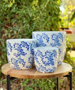 עציץ קרמיקה פייזלי כחול