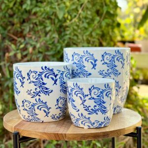 עציץ קרמיקה פייזלי כחול