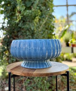 קערה מקרמיקה על רגל כחול