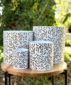 עציץ קרמיקה עלים חומים