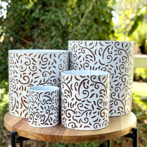 עציץ קרמיקה עלים חומים