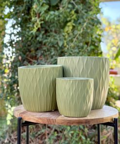 עציץ קרמיקה גלים ירוק