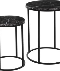 שולחן צד מתכת עם טופ שחור