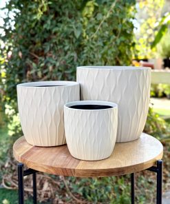 עציץ קרמיקה גלים לבן