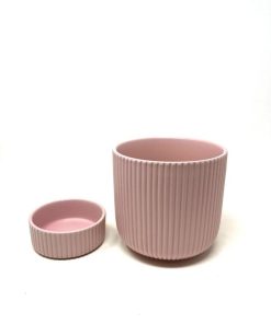 כלי פסים עם תחתית מעוגל ורוד