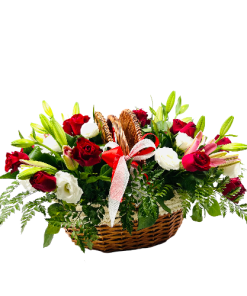 סלסלת ורדים קלאסית רקע לבן