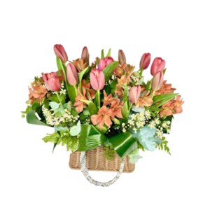 סלסלת טוליפים רקע לבן